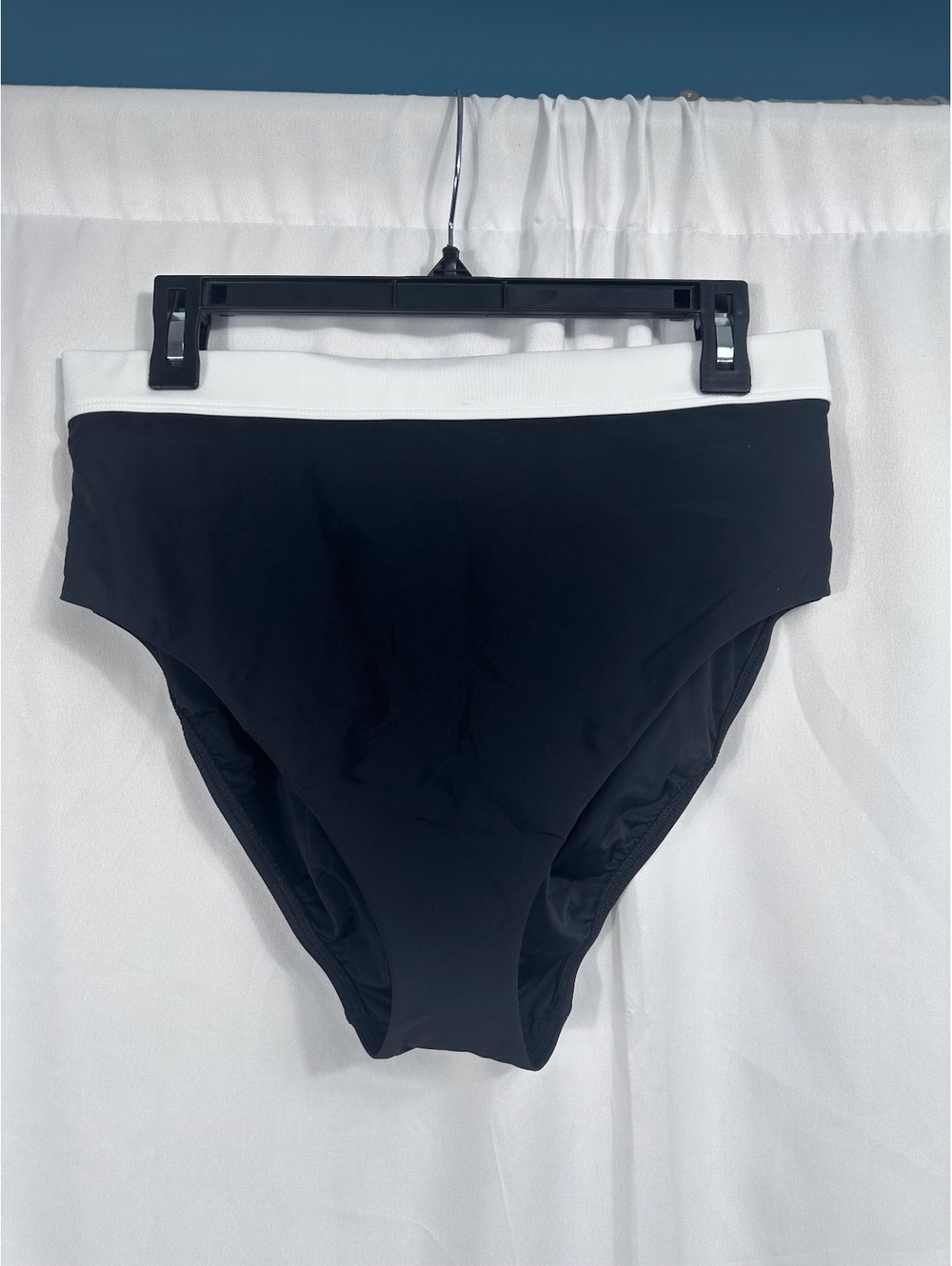mimi flamingo High Waist Black Bikini Bottom with White Waistband Size 14